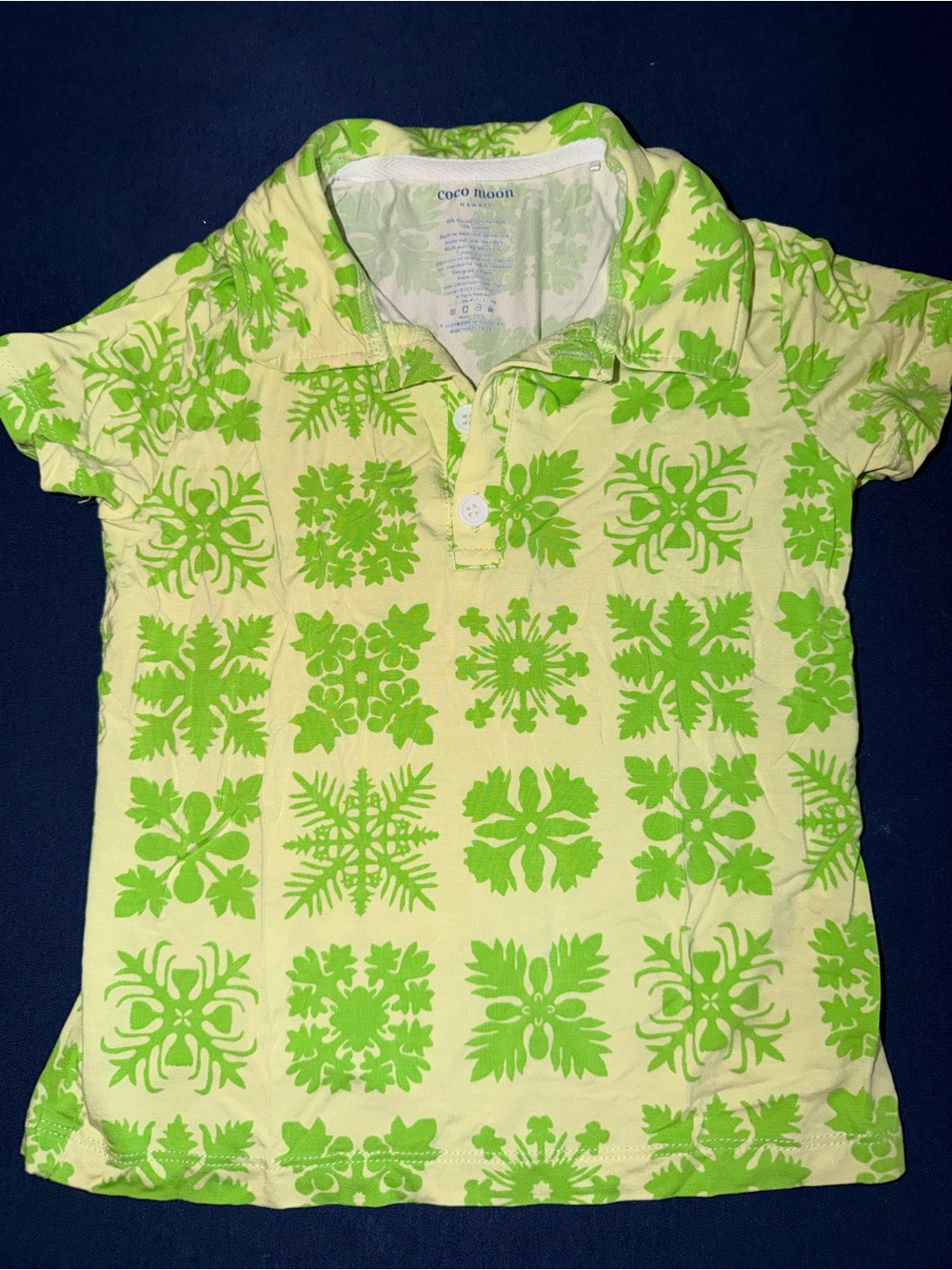 Toddler Boy Green Floral Print Polo